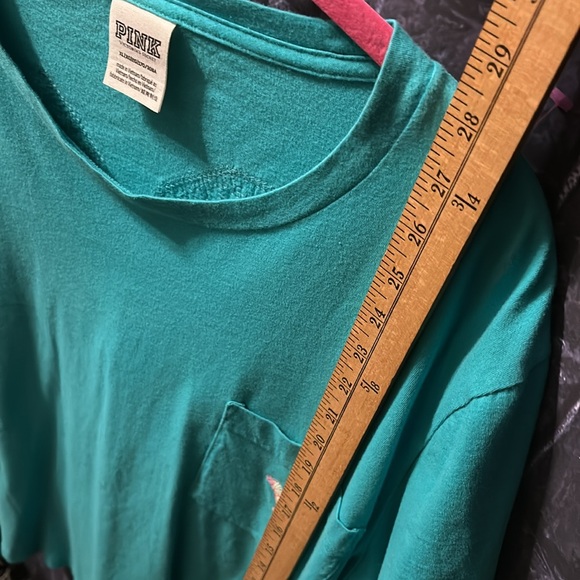 VICTORIA'S SECRET PINK T-Shirt MINT AQUA TEAL #86 BLING Sequined RARE HTF Sz XL - Picture 11 of 16